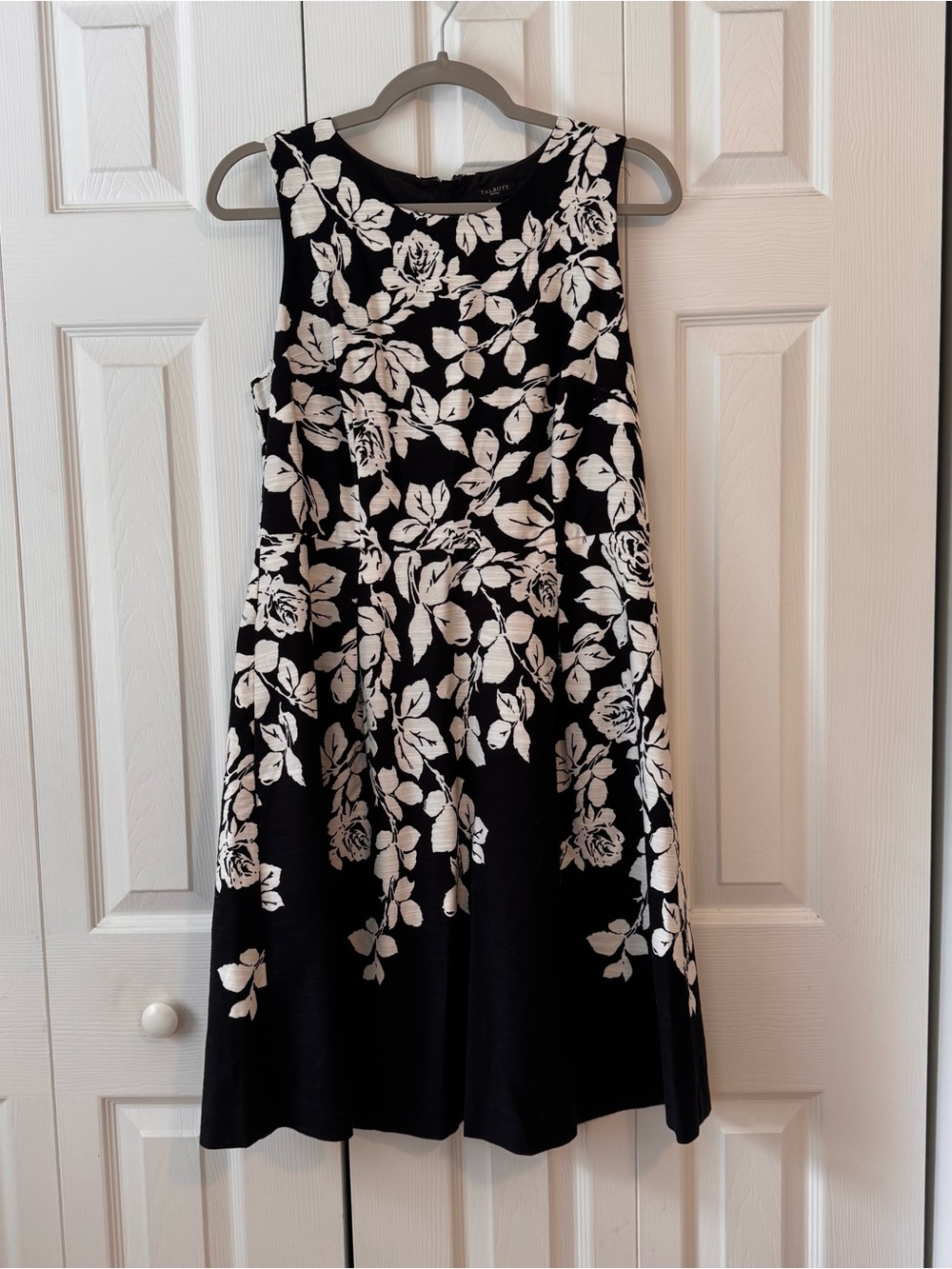 Talbots Black Dress with White Floral Print